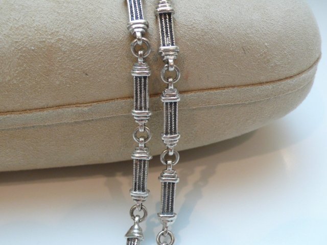 Victorian Sterling Silver long chain link necklace