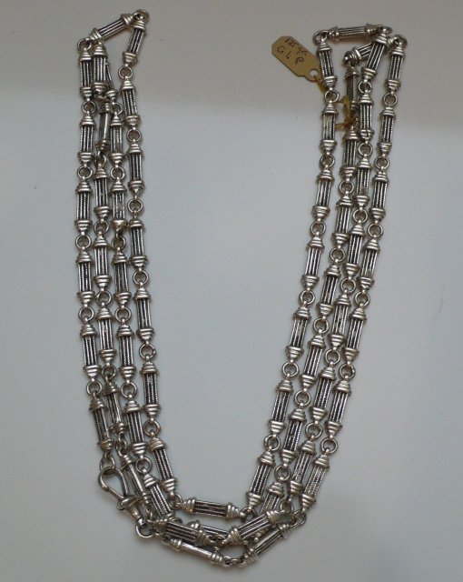 Victorian Sterling Silver long chain link necklace