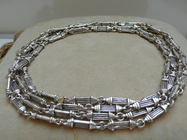 Victorian Sterling Silver long chain link necklace