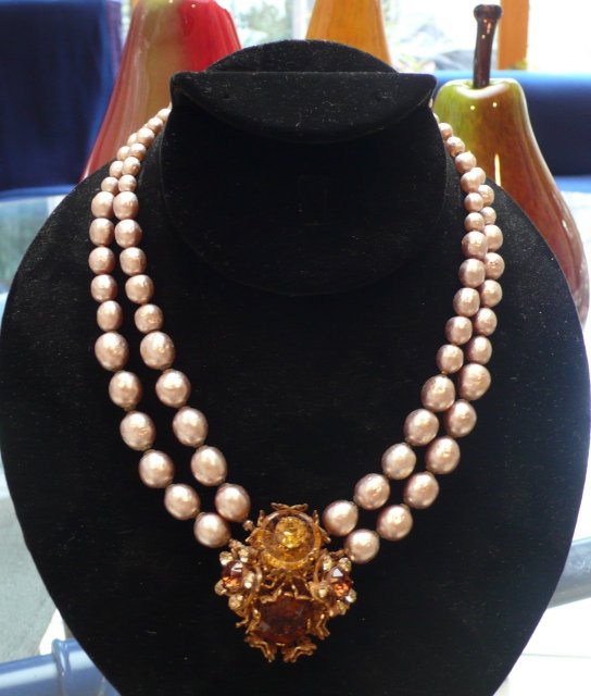 Miriam Haskell Pearl and Gem Necklace