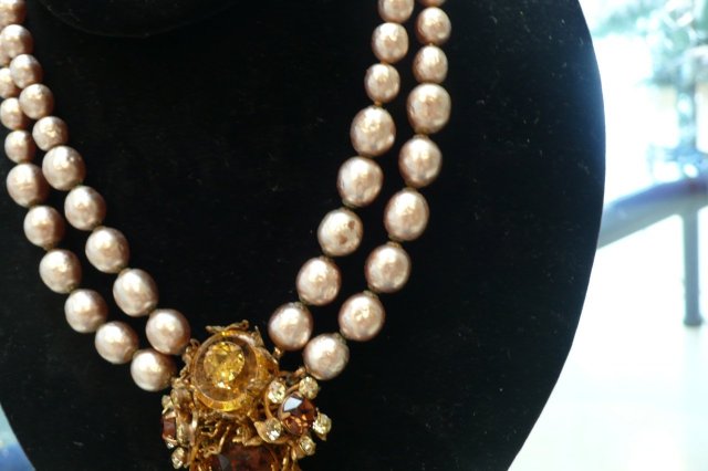 Miriam Haskell Pearl and Gem Necklace