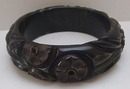 Bakelite Deeply Carved Chunky Dark Green flower