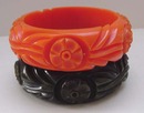 Bakelite Deeply Carved Chunky Dark Green flower