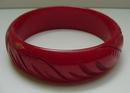 Bakelite Deep Red Carved Leaf Bracelet
