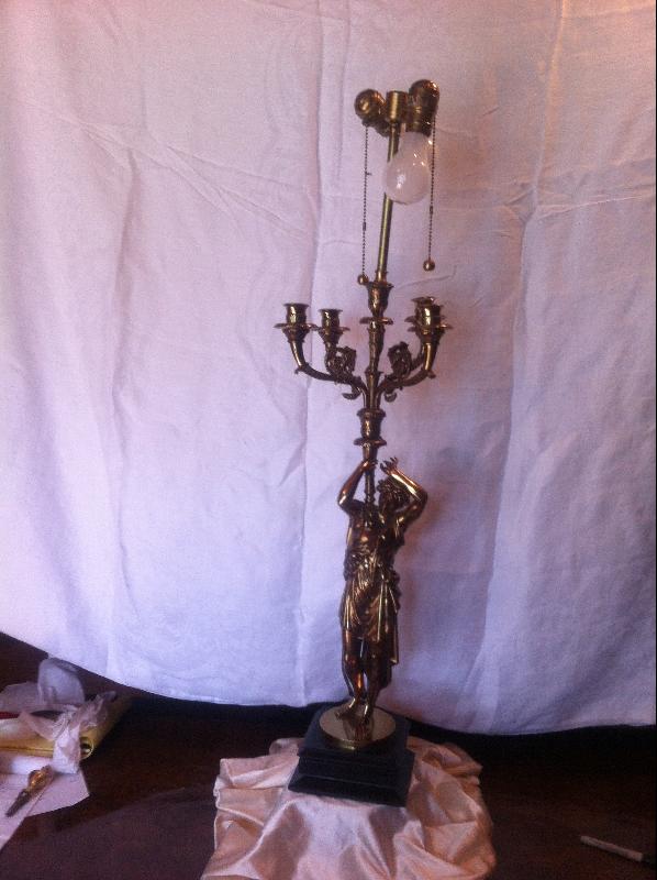 French Bronze Greek Figurals Candelabra Lamps