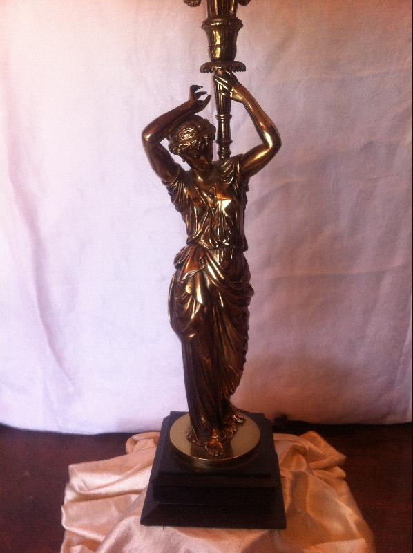 French Bronze Greek Figurals Candelabra Lamps