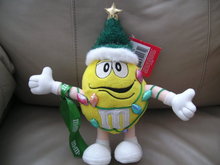 M&M Plush Yellow Christmas Tree Figure with Faux Lights and Poseable Legs