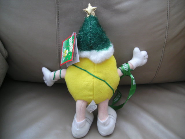 M&M Plush Yellow Christmas Tree Figure with Faux Lights and Poseable Legs