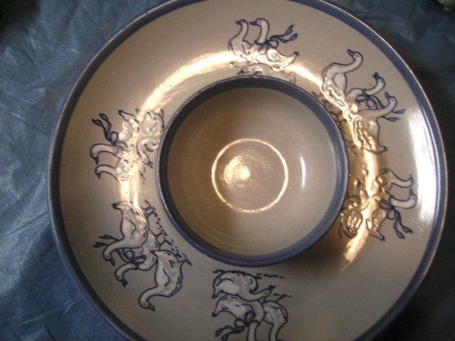 Louisville Stoneware Gaggle of Geese Chip and Dip