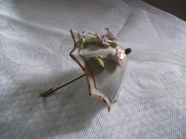Signed Capodimonte Porcelain Umbrella