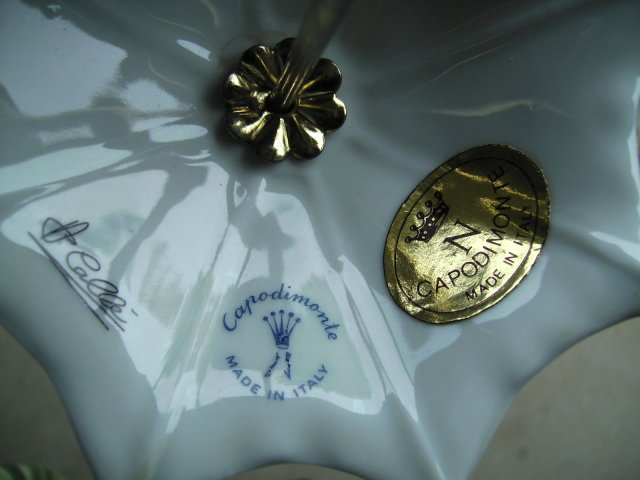 Signed Capodimonte Porcelain Umbrella