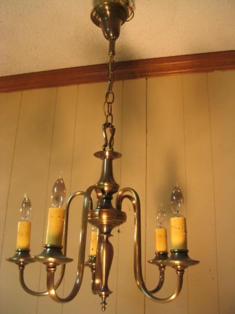 Vintage 5-Lite Colonel Style Chandelier