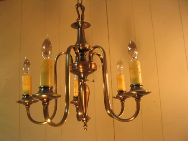Vintage 5-Lite Colonel Style Chandelier