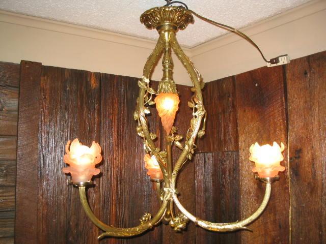 Vintage Ornate Brass French Chandelier
