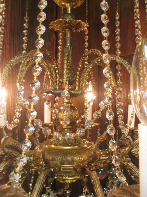 Huge 12 Light Crystal/Brass Chandelier