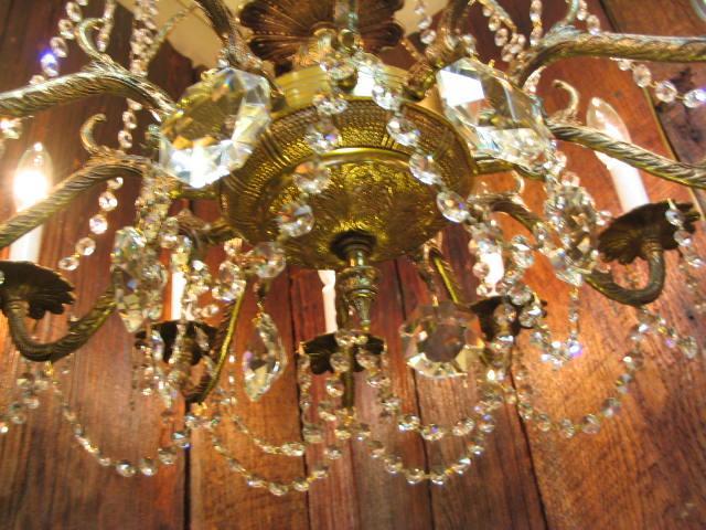 Huge 12 Light Crystal/Brass Chandelier