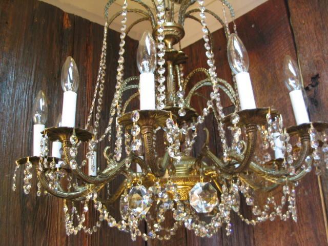 Huge 12 Light Crystal/Brass Chandelier