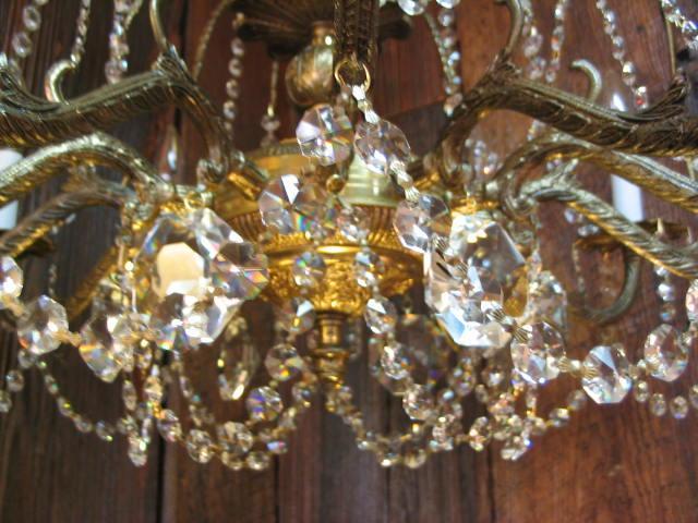 Huge 12 Light Crystal/Brass Chandelier