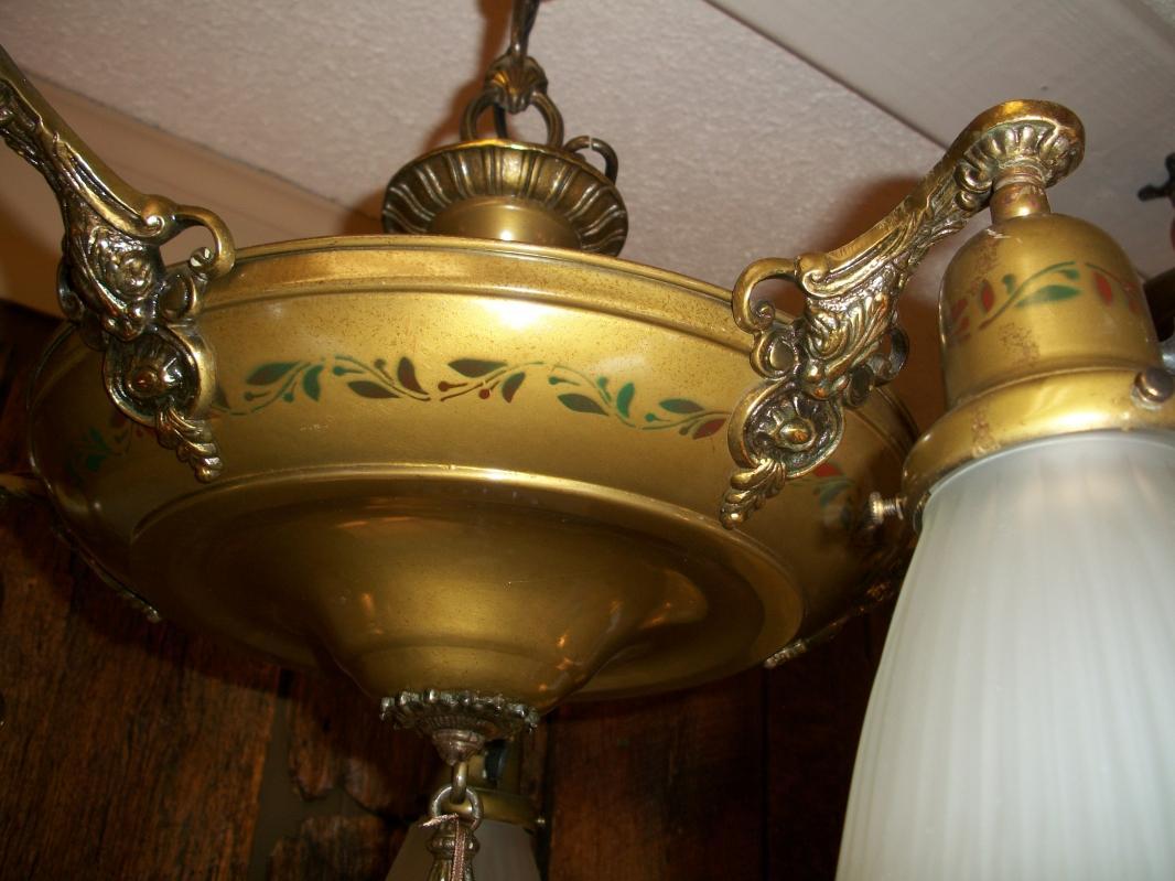 Vintage 5- Lite Original Finish 1920s-30s Style Chandelier/ Fixture