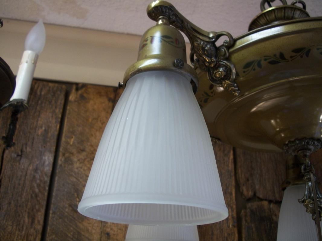 Vintage 5- Lite Original Finish 1920s-30s Style Chandelier/ Fixture
