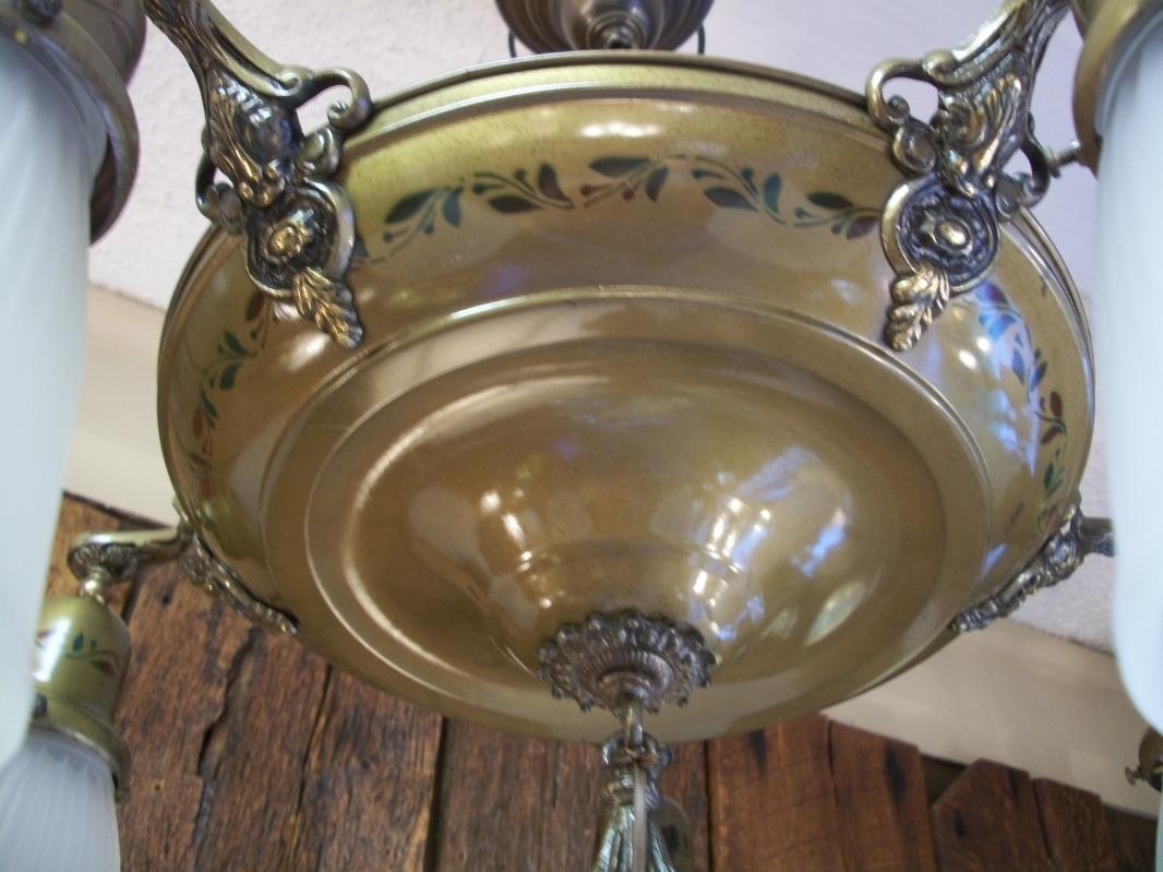 Vintage 5- Lite Original Finish 1920s-30s Style Chandelier/ Fixture