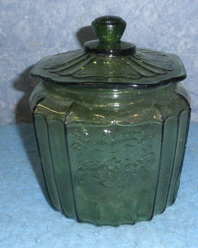 Dark Green Cookie Jar w/lid Y906