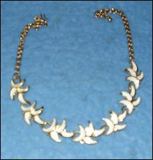 Necklace - White with Gold