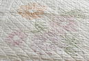 Vintage Quilt White Quilting with Embroidered Flowers