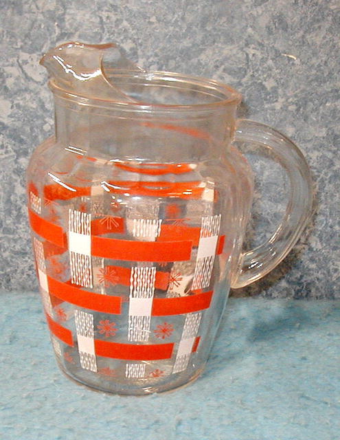Pitcher - Glass Colors of Coral & White