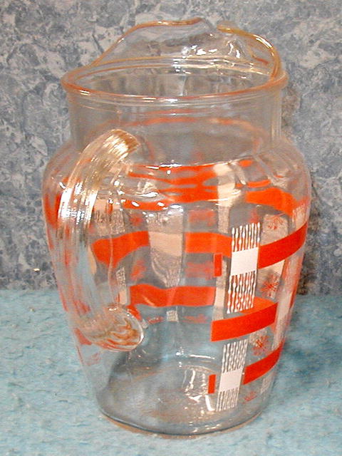 Pitcher - Glass Colors of Coral & White
