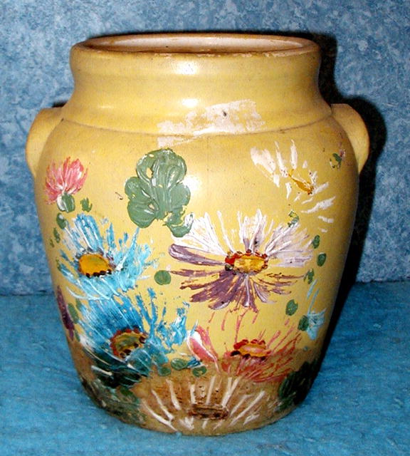 cookie Jar Yellow w/Flowers No/Lid B2479