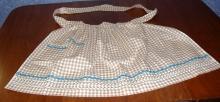 B3641 Vintage Antique Apron Brown & White Checked