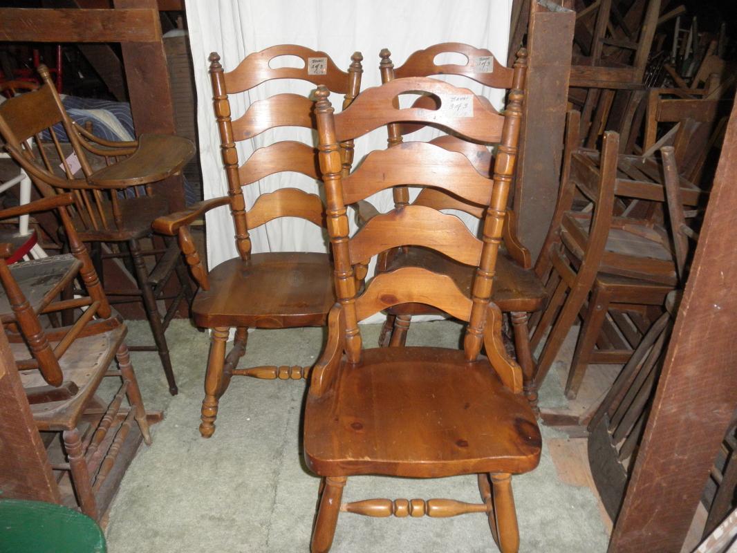 B2441 Vintage/Antique Set of 3 Pine High Back Chairs