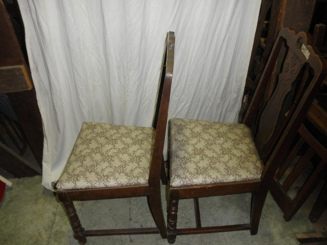 B3292 Vintage/Antique Set of 2 Chairs with Upholstered Seats