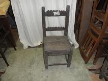 B4084 Antique Primitive Highly Carved Chair