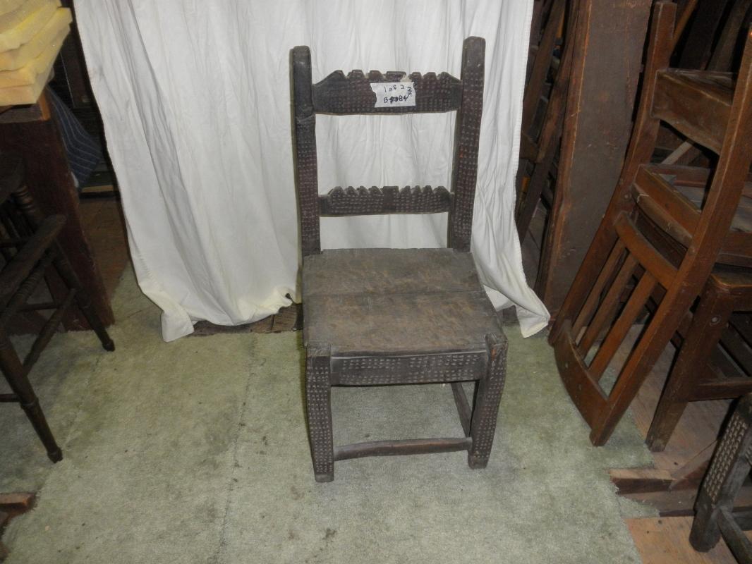 B4084 Antique Primitive Highly Carved Chair