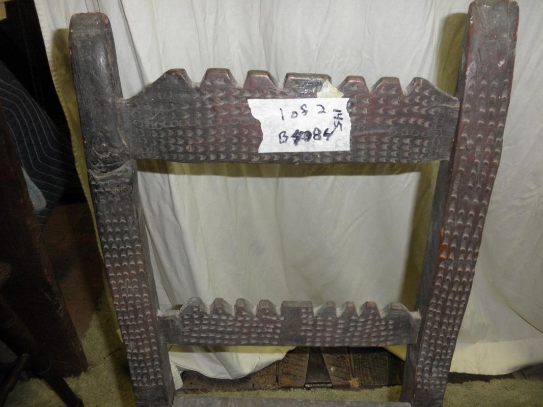 B4084 Antique Primitive Highly Carved Chair