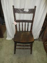 B4487 Vintage/Antique Pressed Back Chair Oak