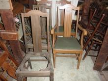 B5395 Vintage/Antique Set of 5 Chairs with upholstered Seats
