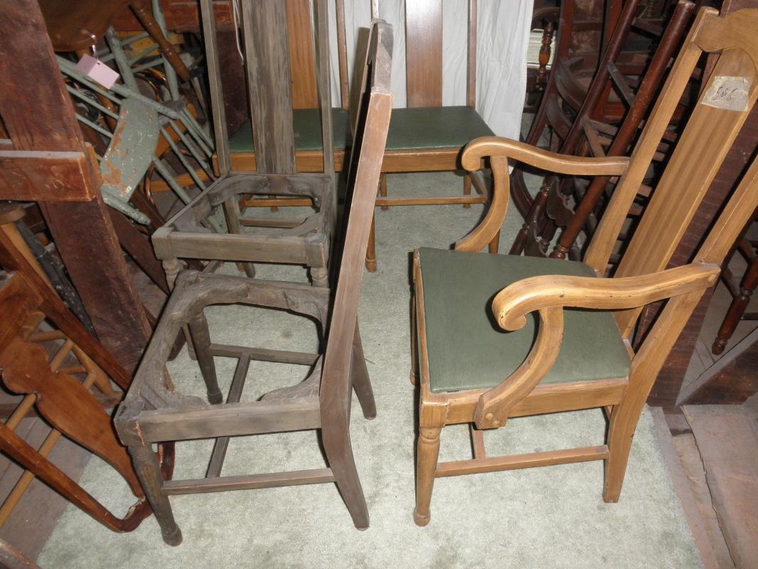 B5395 Vintage/Antique Set of 5 Chairs with upholstered Seats
