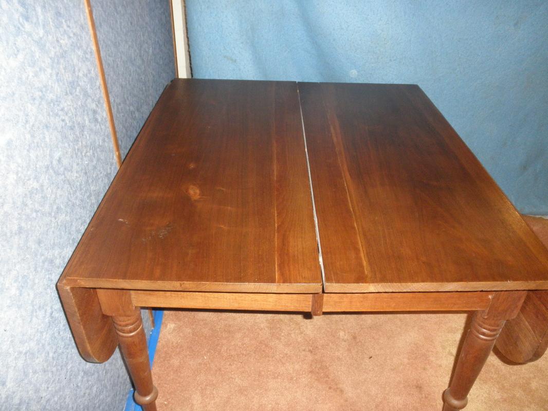B2557 Antique Solid Walnut Drop Leaf Table