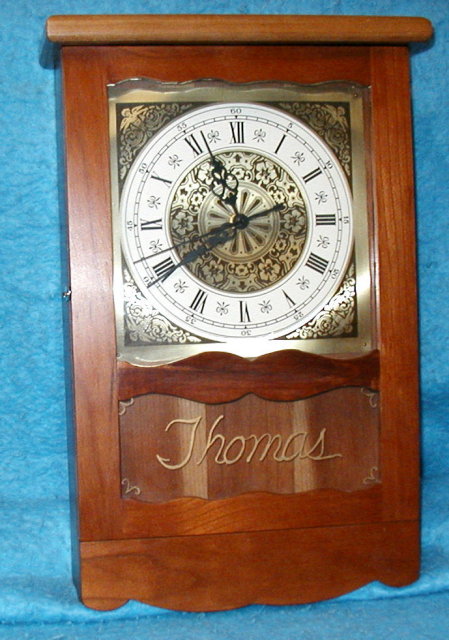 Wall Clock - Cherry Wood/Gold Letters THOMAS