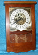 Wall Clock - Cherry Wood/Gold Letters THOMAS