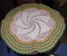 Doily - Crochet - With Green Trim - Round B4534