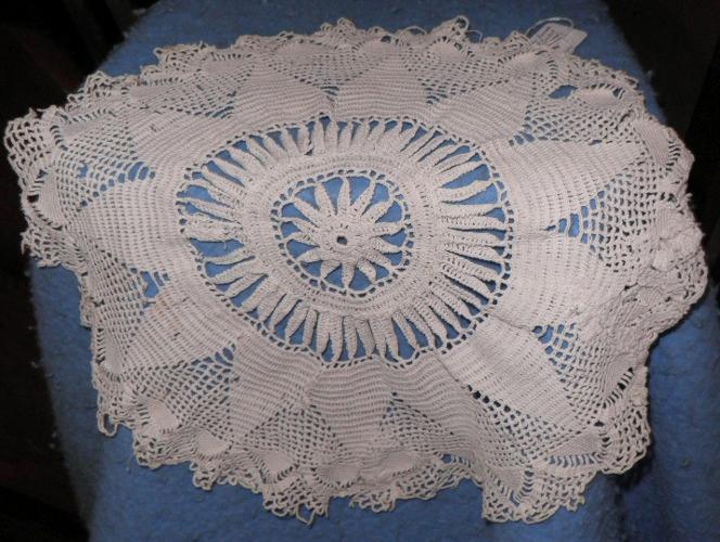 Doily - Red And Cream - Crochet - Some Damage B4694