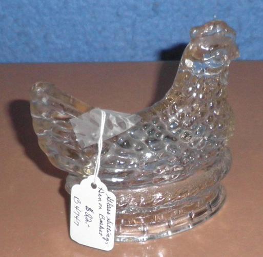 Hen On Basket - Glass B4747