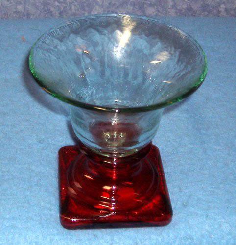 Vase--Large Vase clear top with Red Base B3596