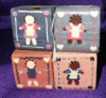 Wood Blocks-Painted with Dolls (2 pc set) B4559