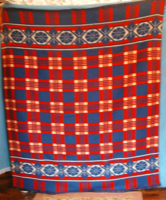 Blanket-Red-Blue-White - Indian Style