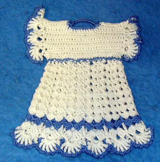 Potholder - Childs Blue & White Dress